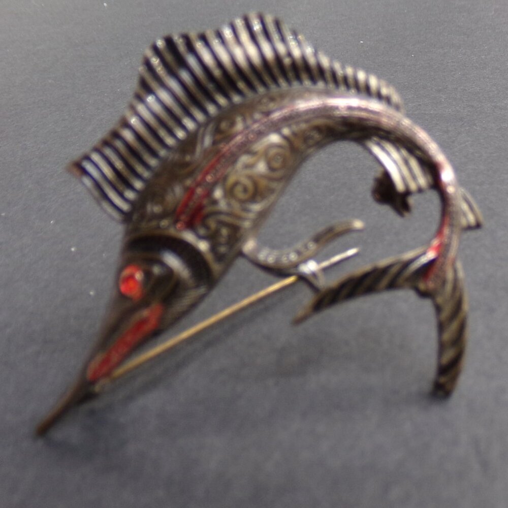 Vintage Sword Fish Jewelry Pin Brooch Spain